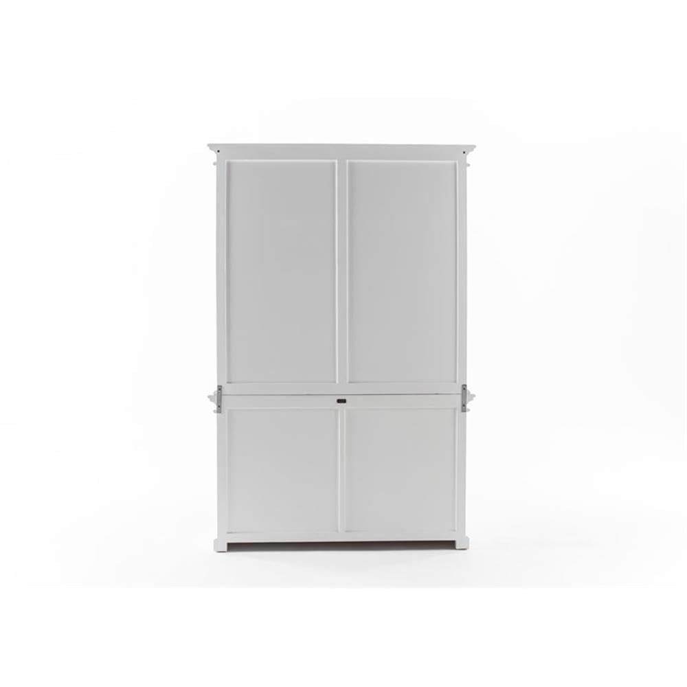 NovaSolo Hutch Unit with 4 Glass Doors Halifax Solid Wood in White