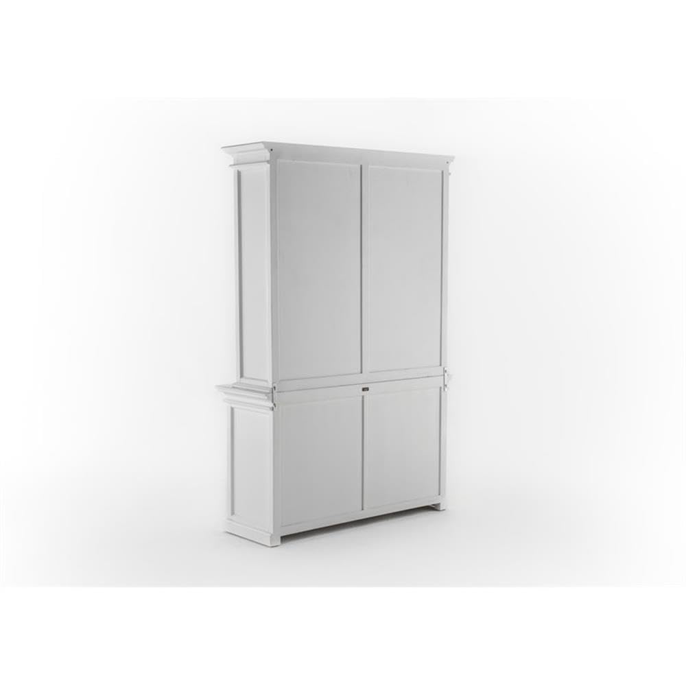 NovaSolo Hutch Unit with 4 Glass Doors Halifax Solid Wood in White