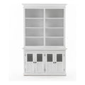 NovaSolo Hutch Unit with 4 Glass Doors Halifax Solid Wood in White