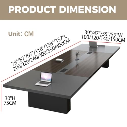 Large Conference Table with Cable Management