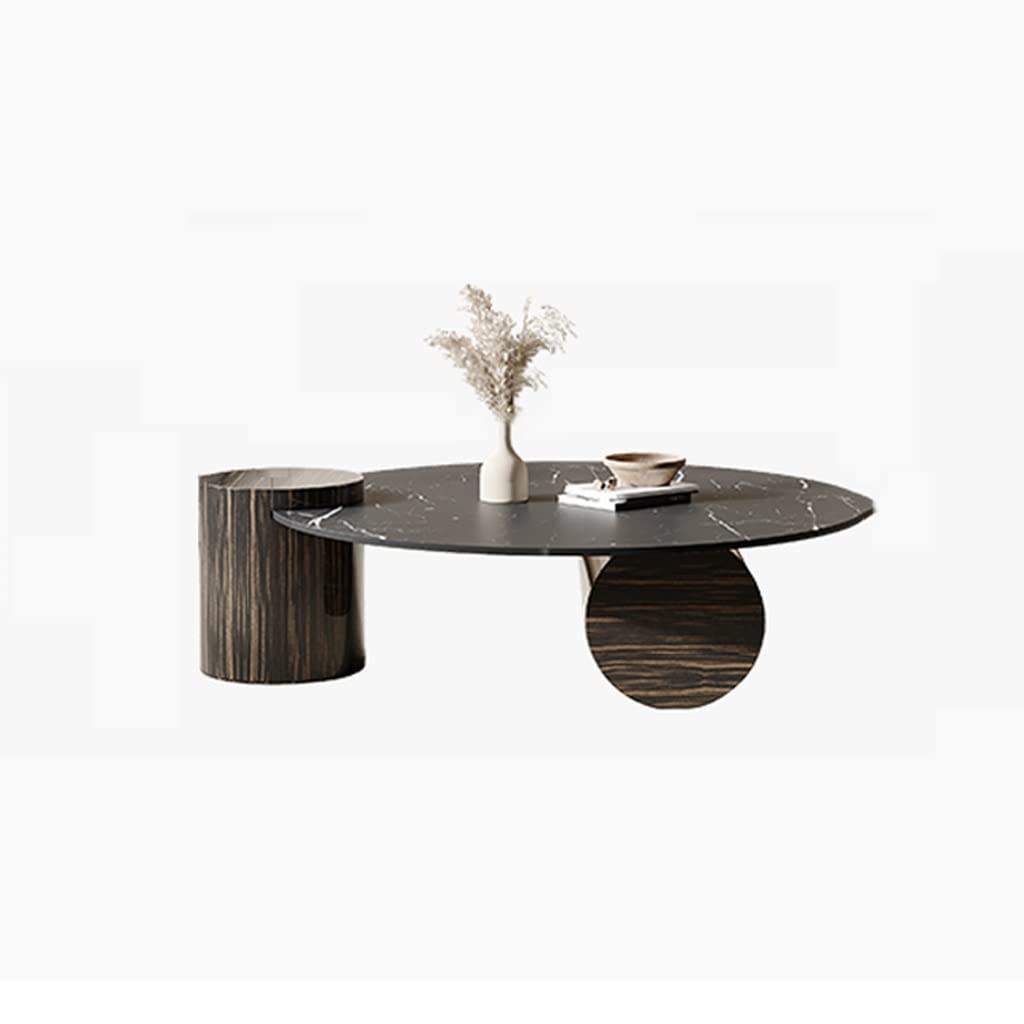 Retro Round Slate Coffee Table Set