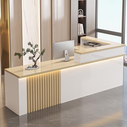 L-Shaped Reception Desk with Lockable Storage