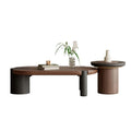 Wood Nesting Coffee Table Set with Mobile Side Table
