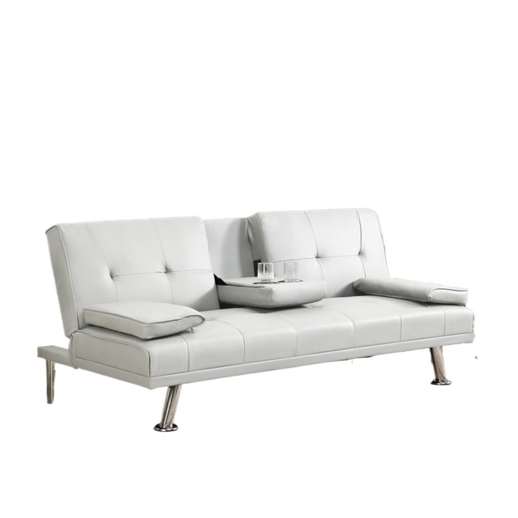 Futon Sofa Bed with Cup Holders & Armrests