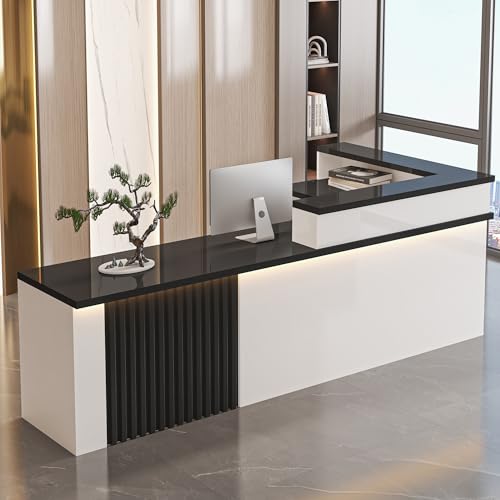 L-Shaped Reception Desk with Lockable Storage