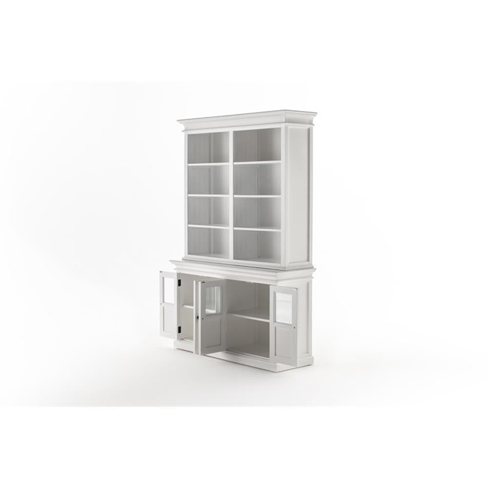 NovaSolo Hutch Unit with 4 Glass Doors Halifax Solid Wood in White