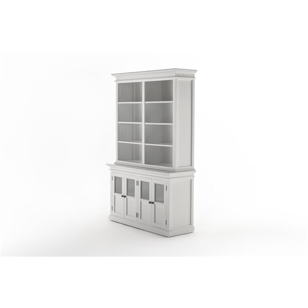 NovaSolo Hutch Unit with 4 Glass Doors Halifax Solid Wood in White