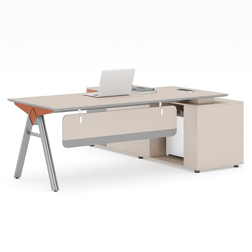 L-Shaped Executive Desk with File Cabinet