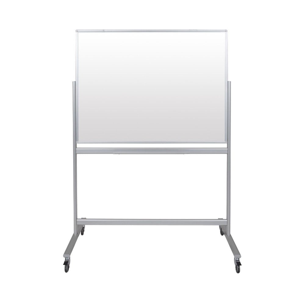 Offex Double-Sided Mobile Magnetic Glass Marker Board