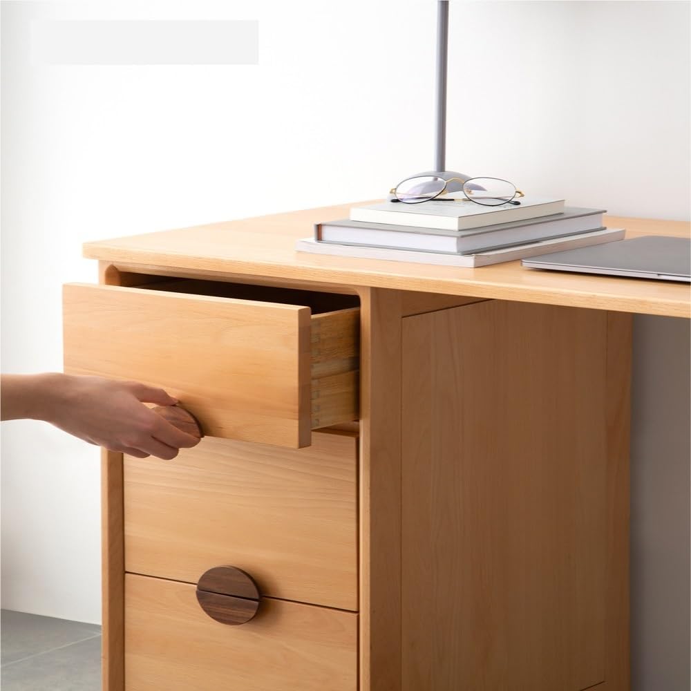 Solid Wood Desk with Bookcase Storage