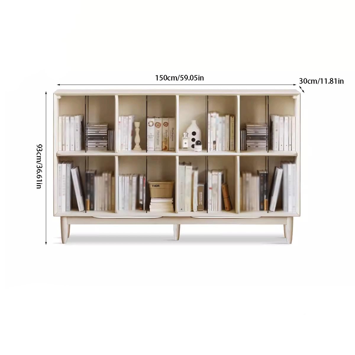 Solid Wood Open Bookcase Storage Shelf
