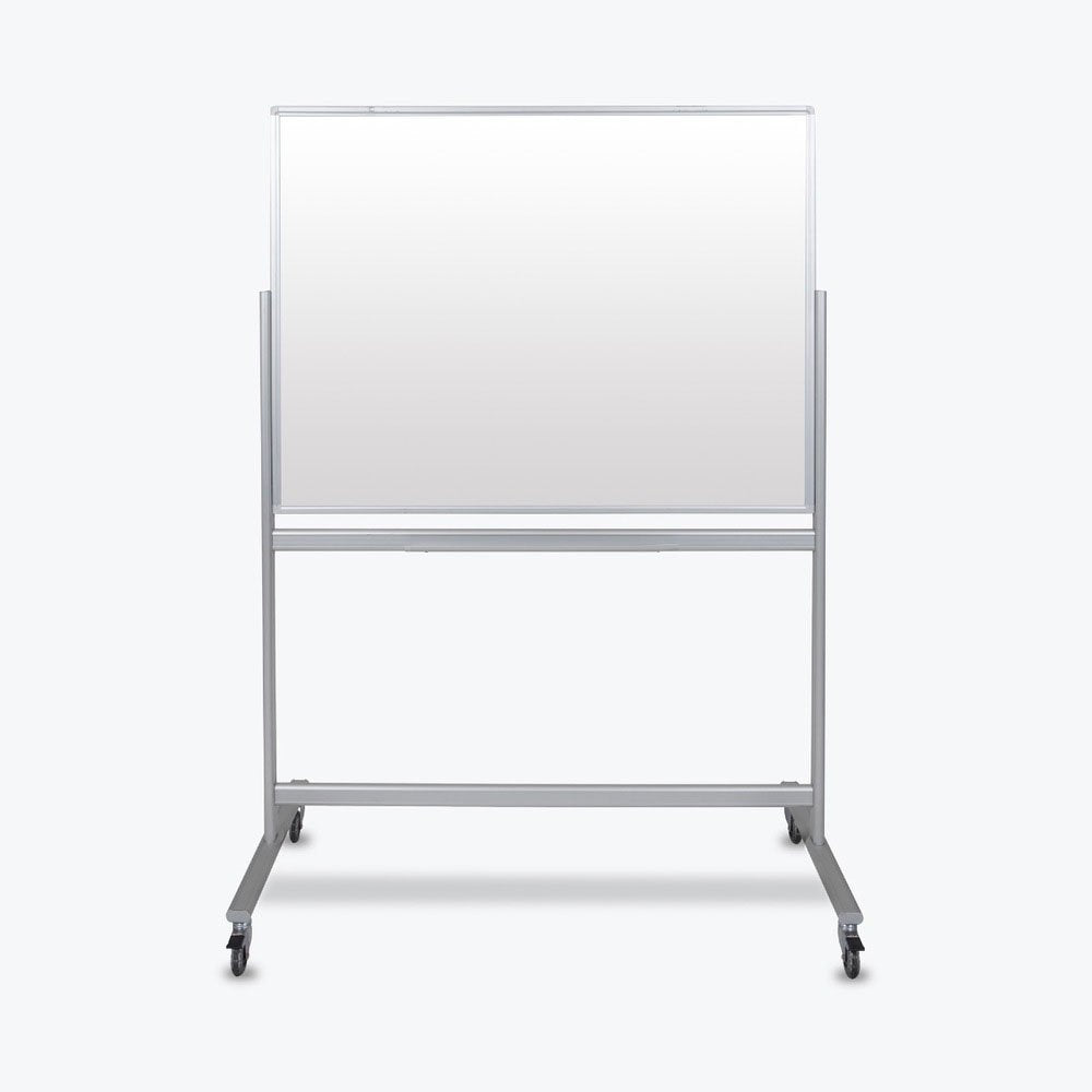 Offex Double-Sided Mobile Magnetic Glass Marker Board