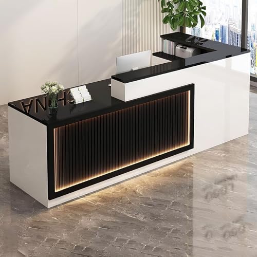 Compact L-Shaped Reception Desk with Lockable Drawers