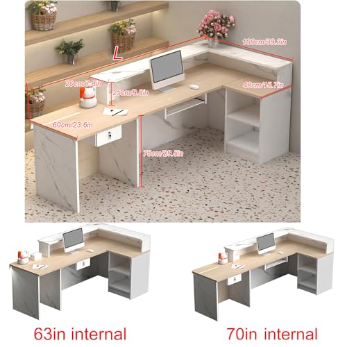 L-Shaped Reception Desk with Lockable Storage