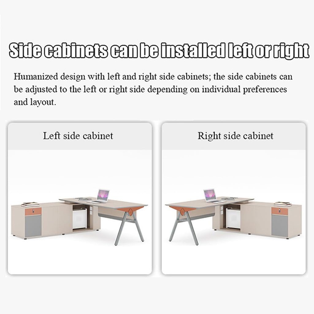 L-Shaped Executive Desk with File Cabinet