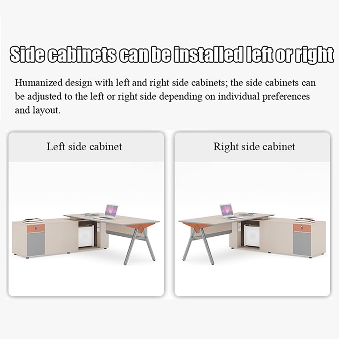 L-Shaped Executive Desk with File Cabinet
