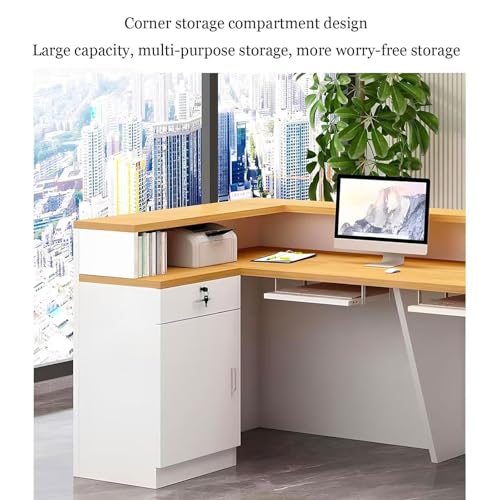 Compact L-Shaped Reception Desk with Lockable Drawers