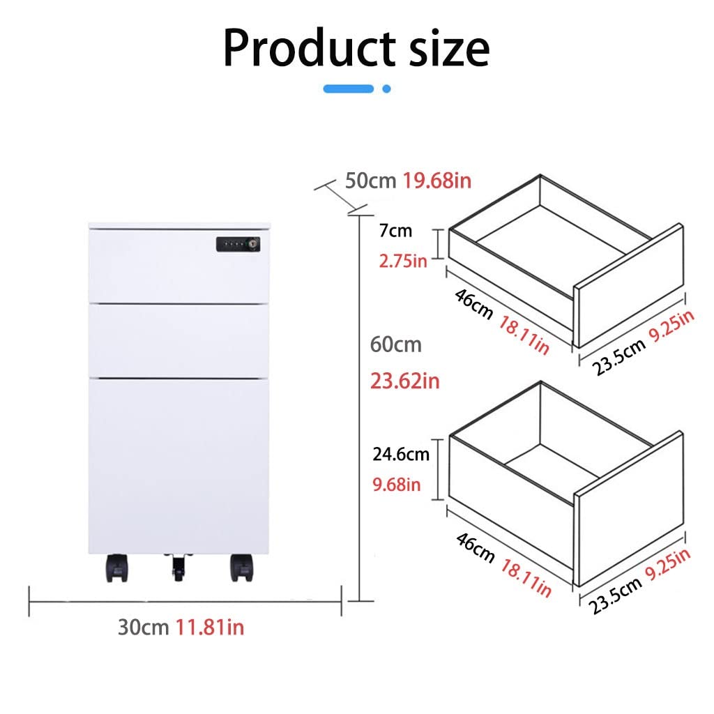 3-Tier Steel File Cabinet with Locking Storage