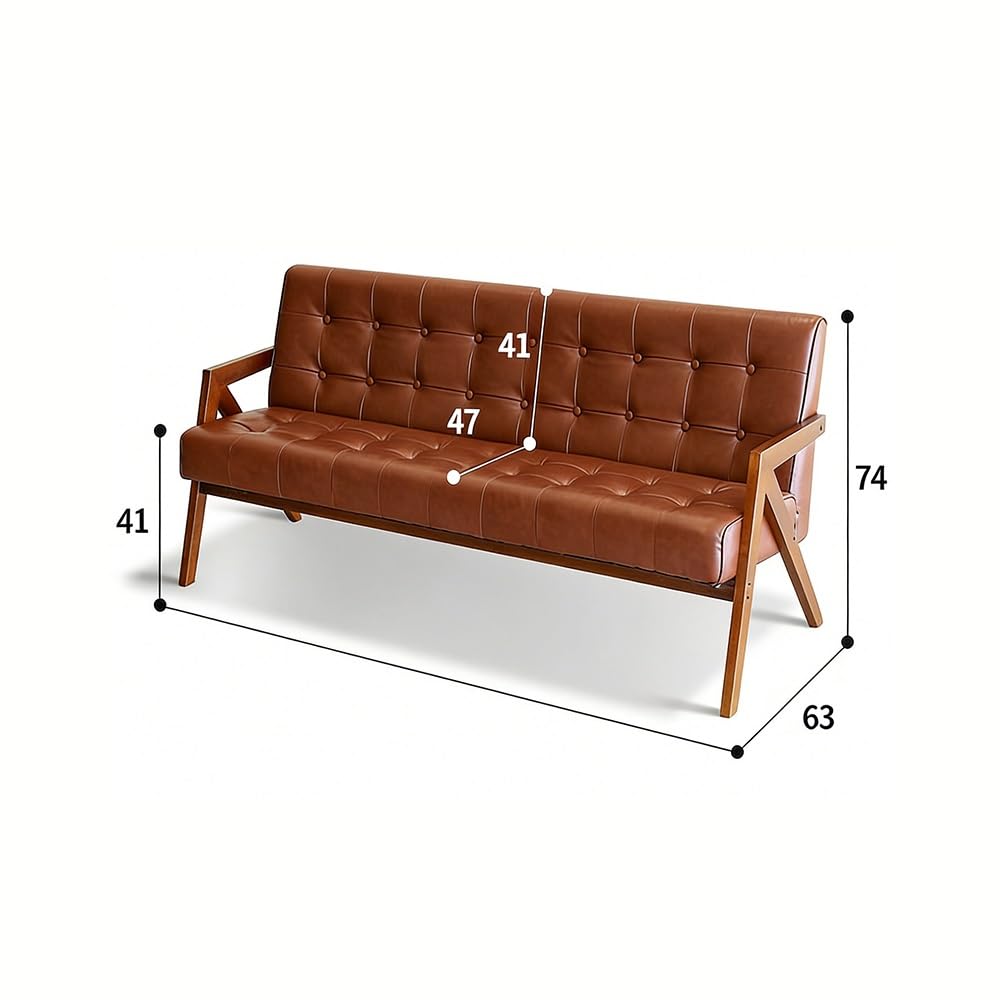 Mid-Century Leather Accent Chair with Wood Frame