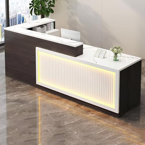 Compact L-Shaped Reception Desk with Lockable Drawers