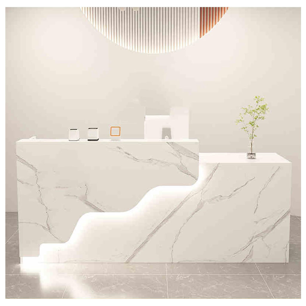 Modern White Reception Desk with Drawers