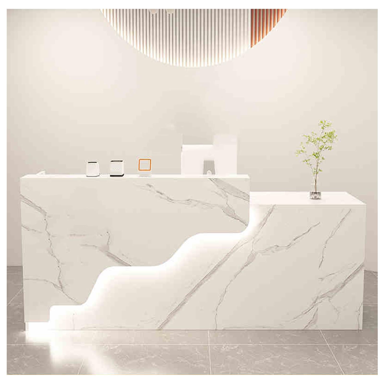 Modern White Reception Desk with Drawers