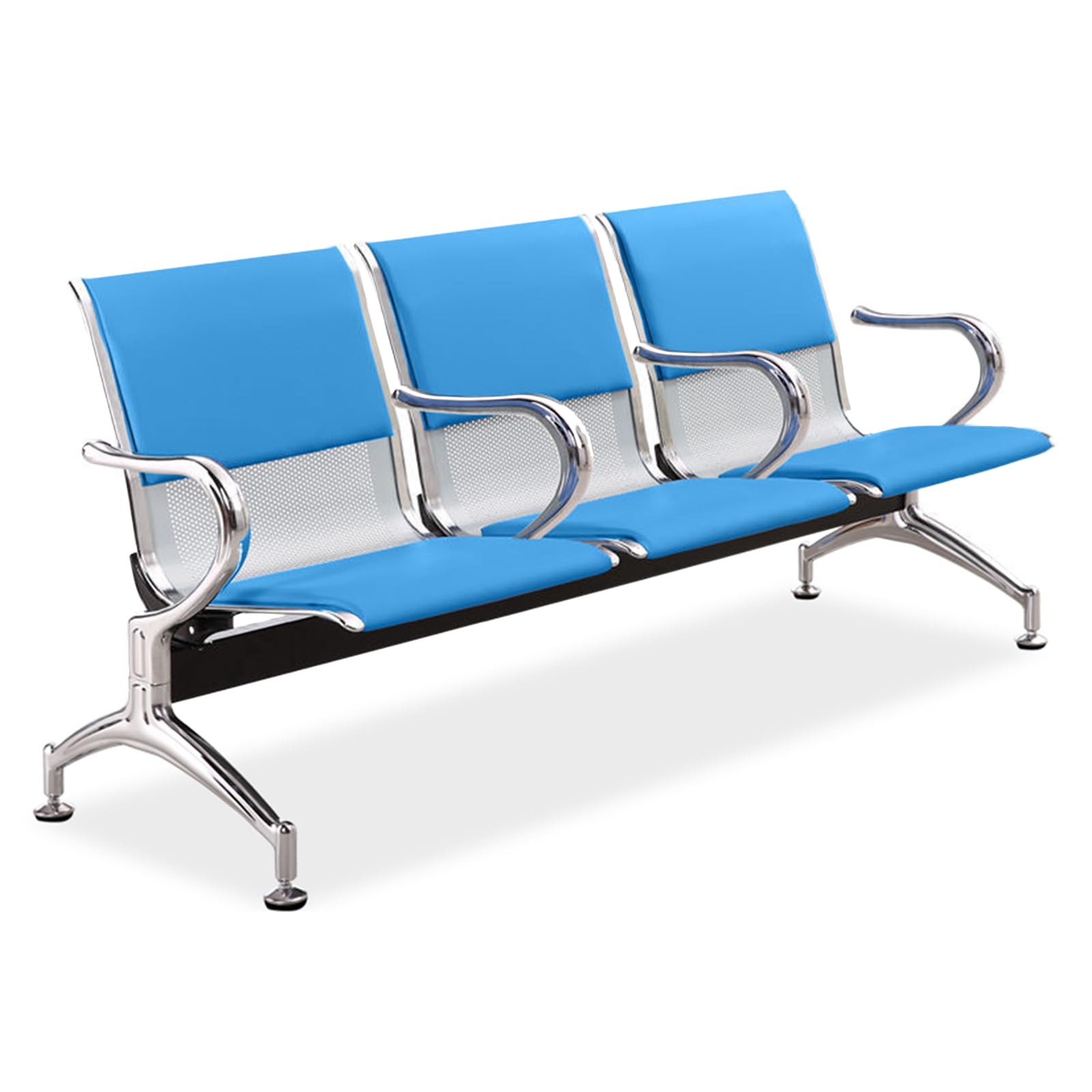 3-Seat Reception Bench with Cushioned Seating & Armrests