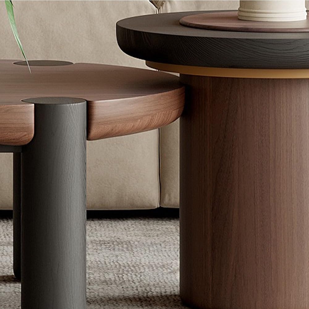 Wood Nesting Coffee Table Set with Mobile Side Table