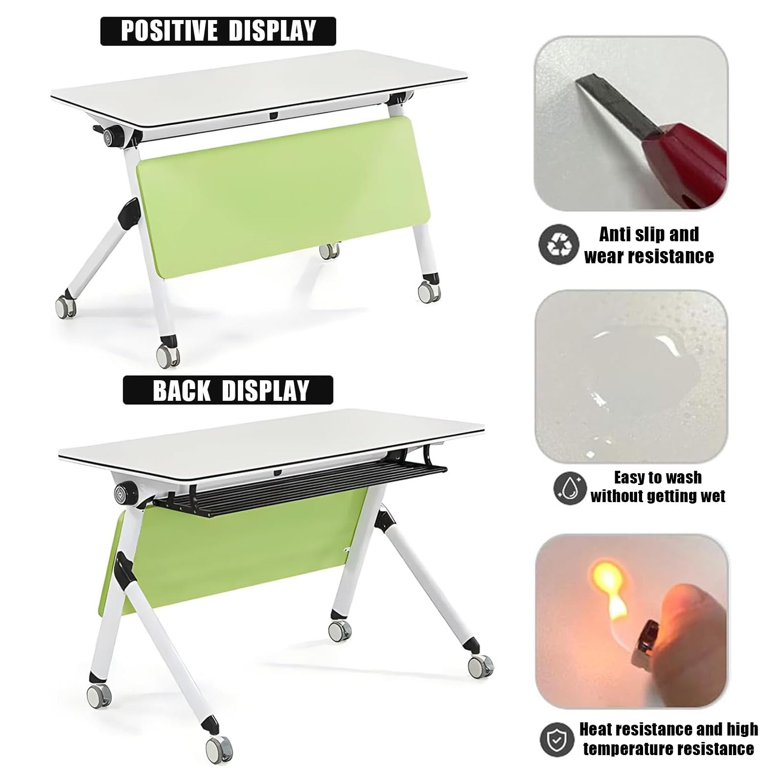 Mobile Folding Conference Table with Locking Wheels