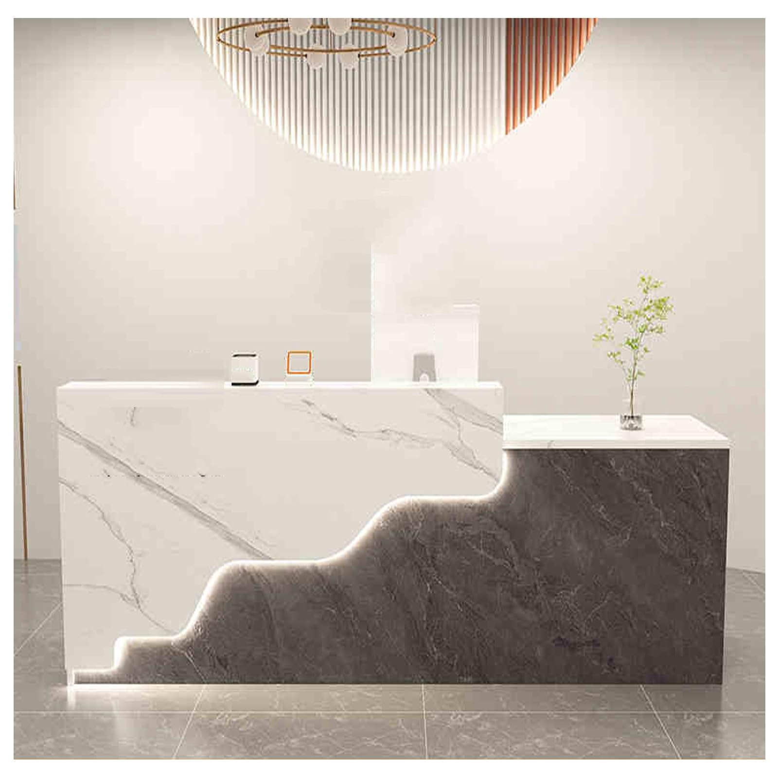 Modern White Reception Desk with Drawers
