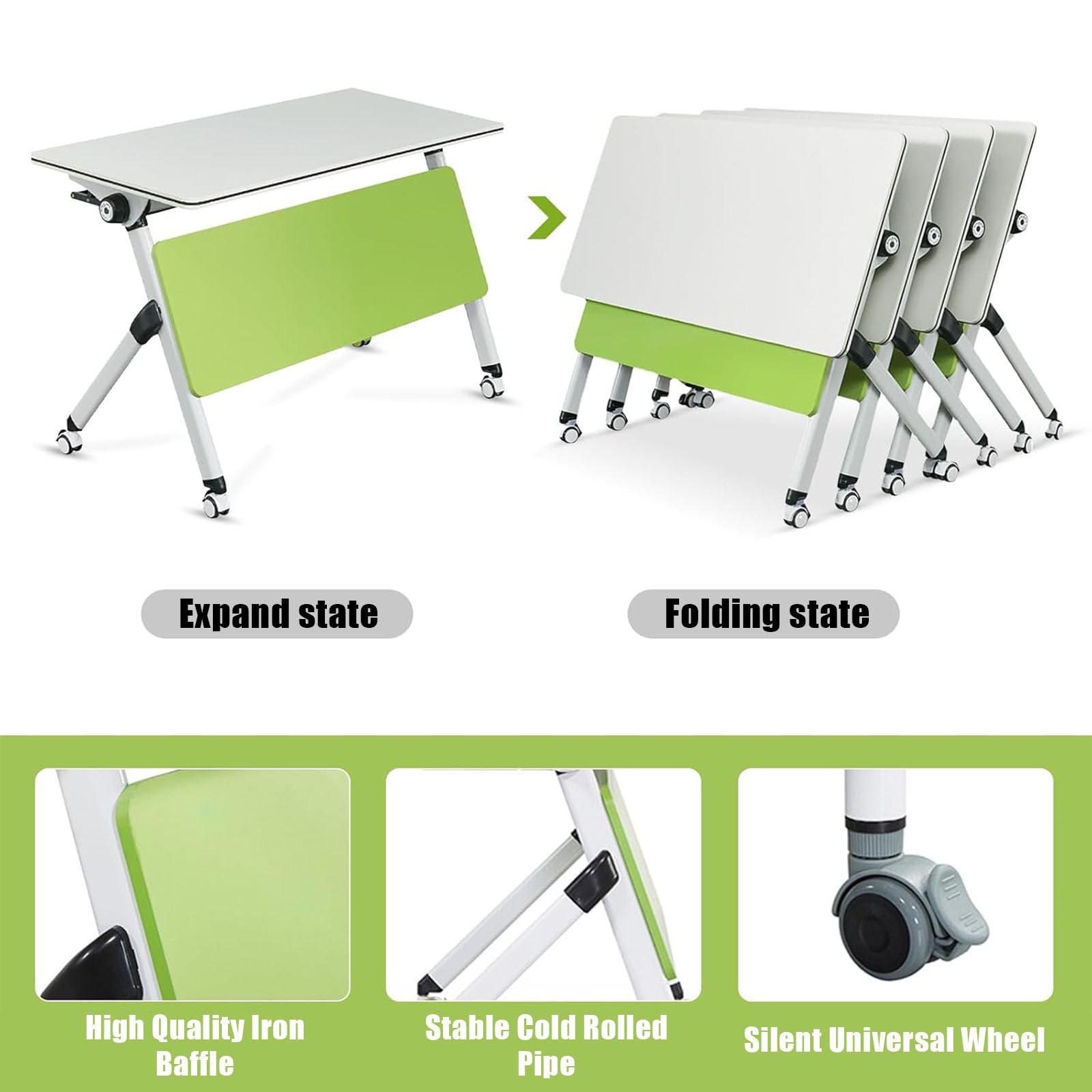 Mobile Folding Conference Table with Locking Wheels