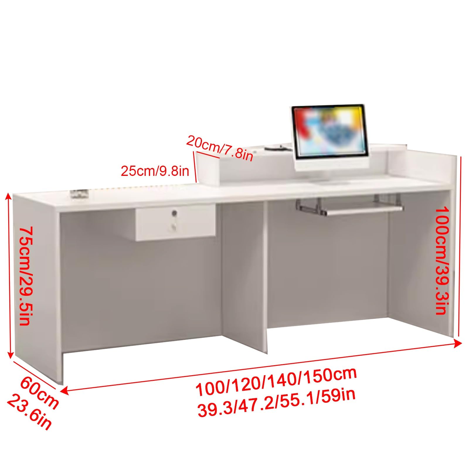 Modern White Reception Desk with Drawers