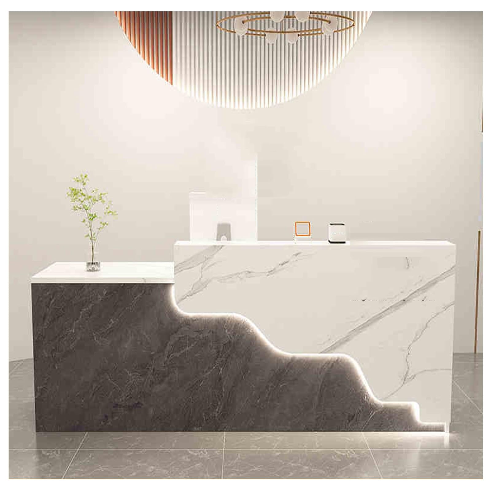 Modern White Reception Desk with Drawers