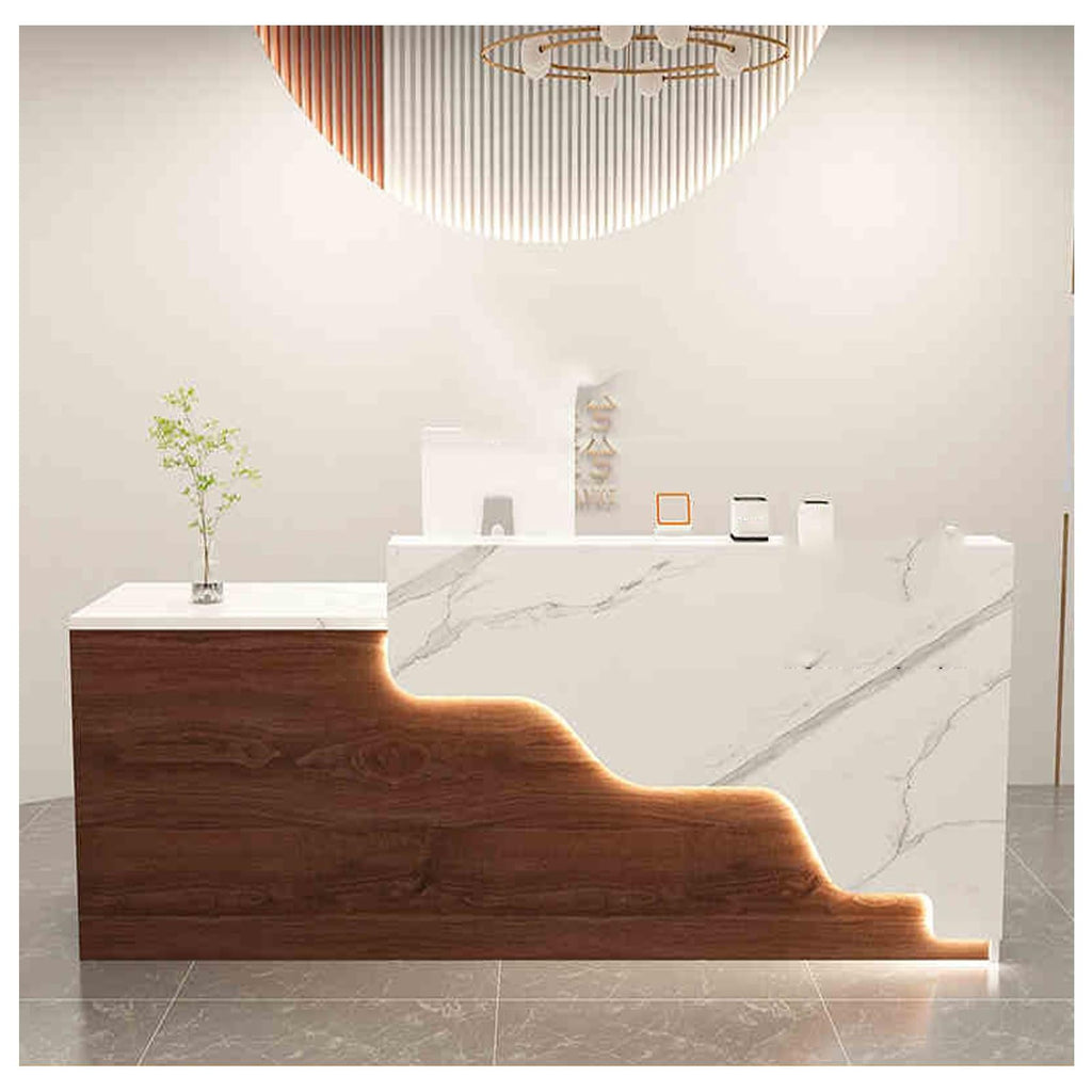 Modern White Reception Desk with Drawers
