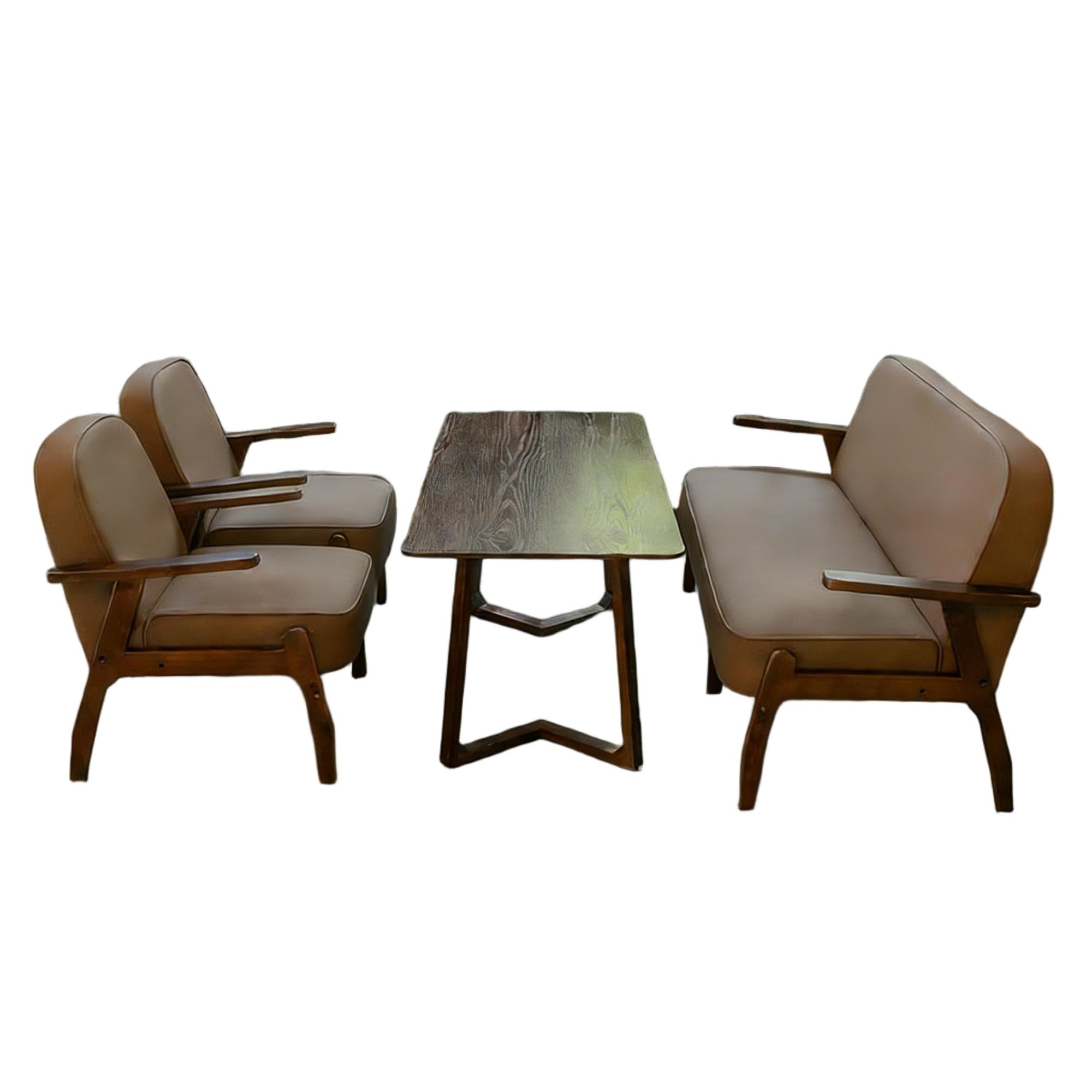 Mid-Century Leather Accent Chair for Office & Lounge