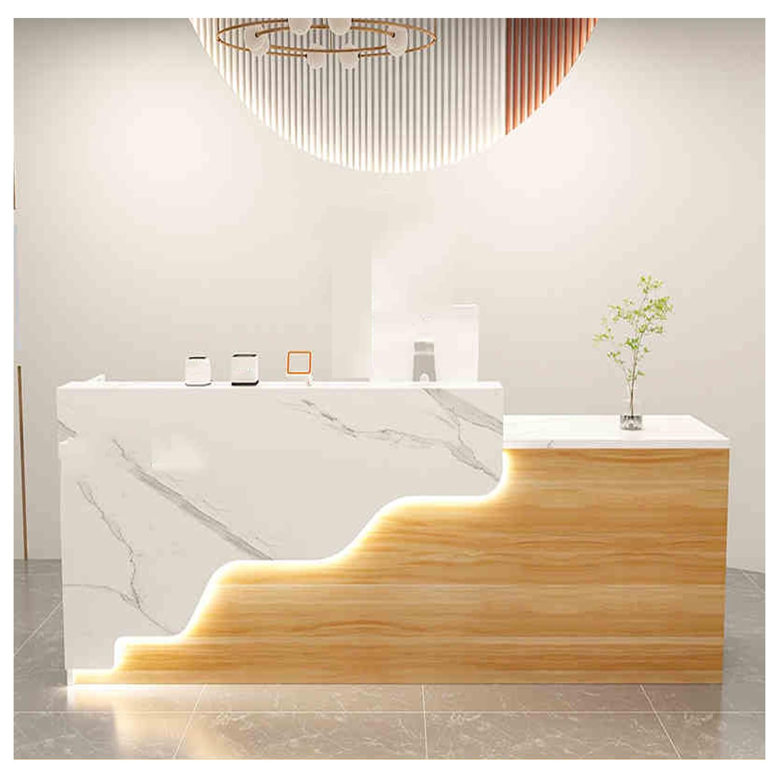 Modern White Reception Desk with Drawers