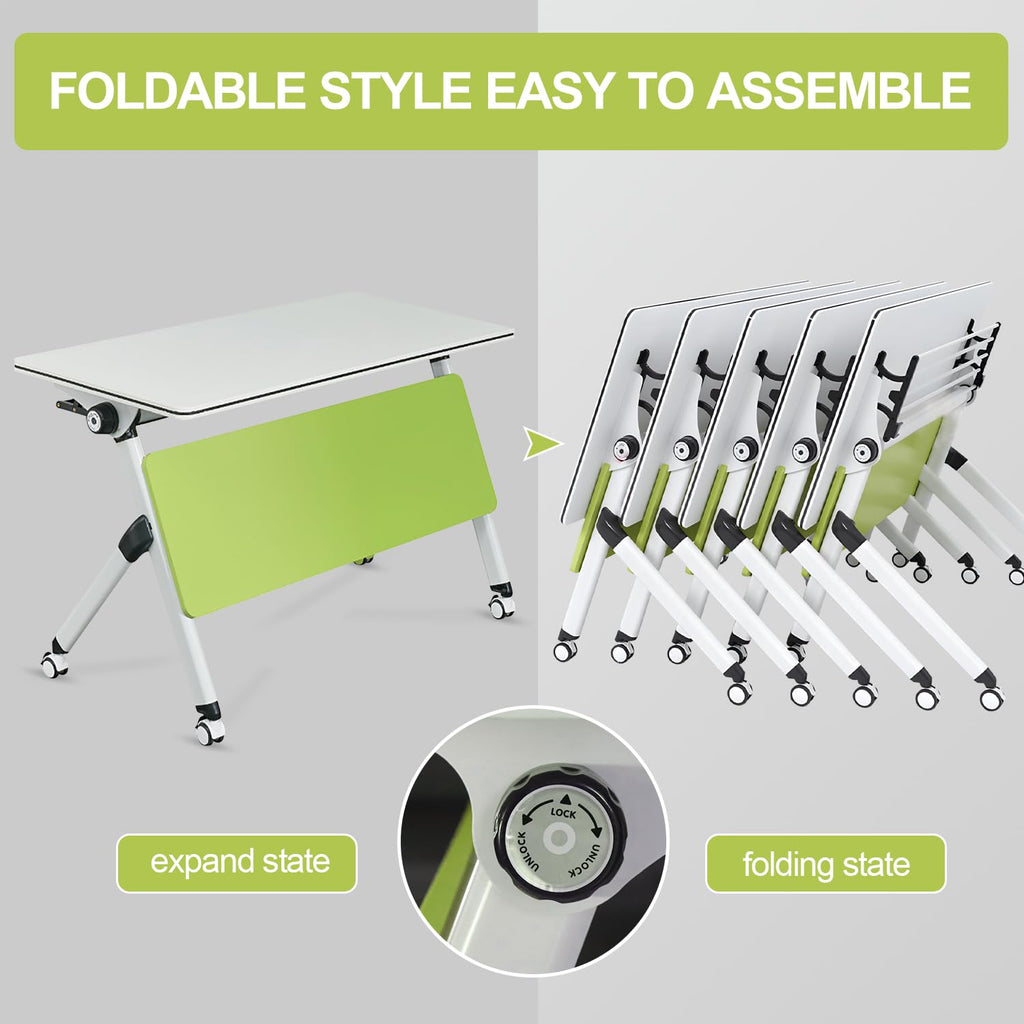 4-Pack Mobile Folding Conference Tables with Lockable Wheels