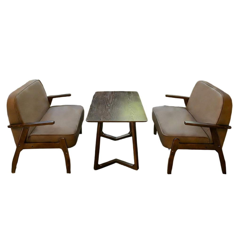 Mid-Century Leather Accent Chair for Office & Lounge