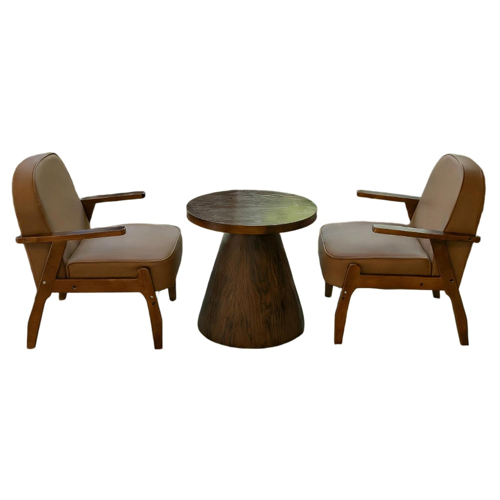 Mid-Century Leather Accent Chair for Office & Lounge