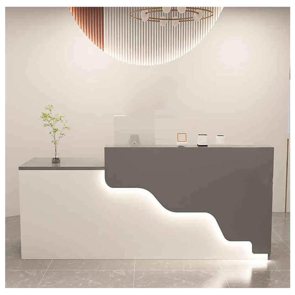 Modern White Reception Desk with Drawers