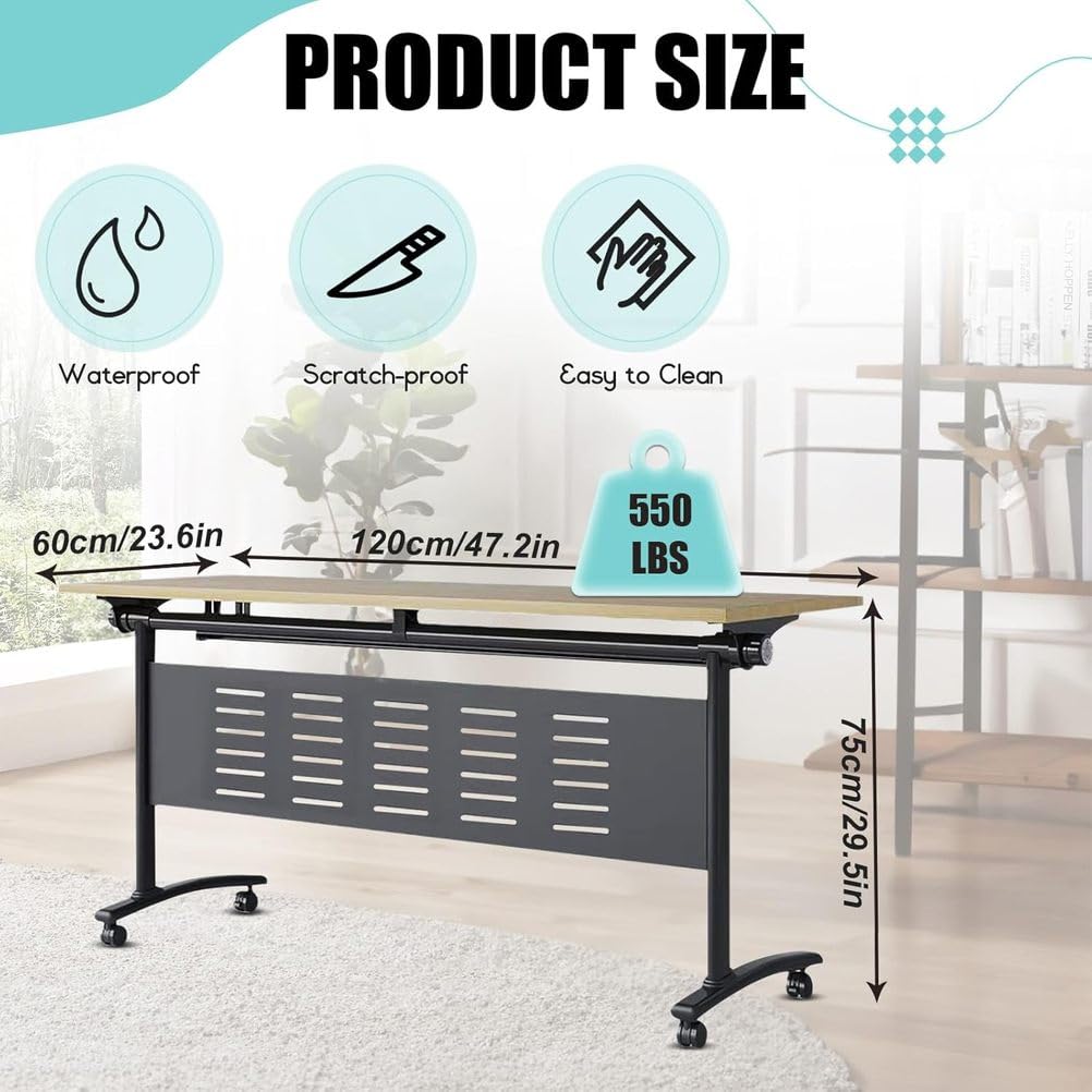Foldable Mobile Conference Table with Wheels