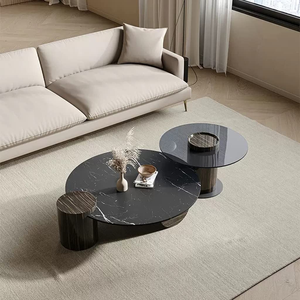 Retro Round Slate Coffee Table Set