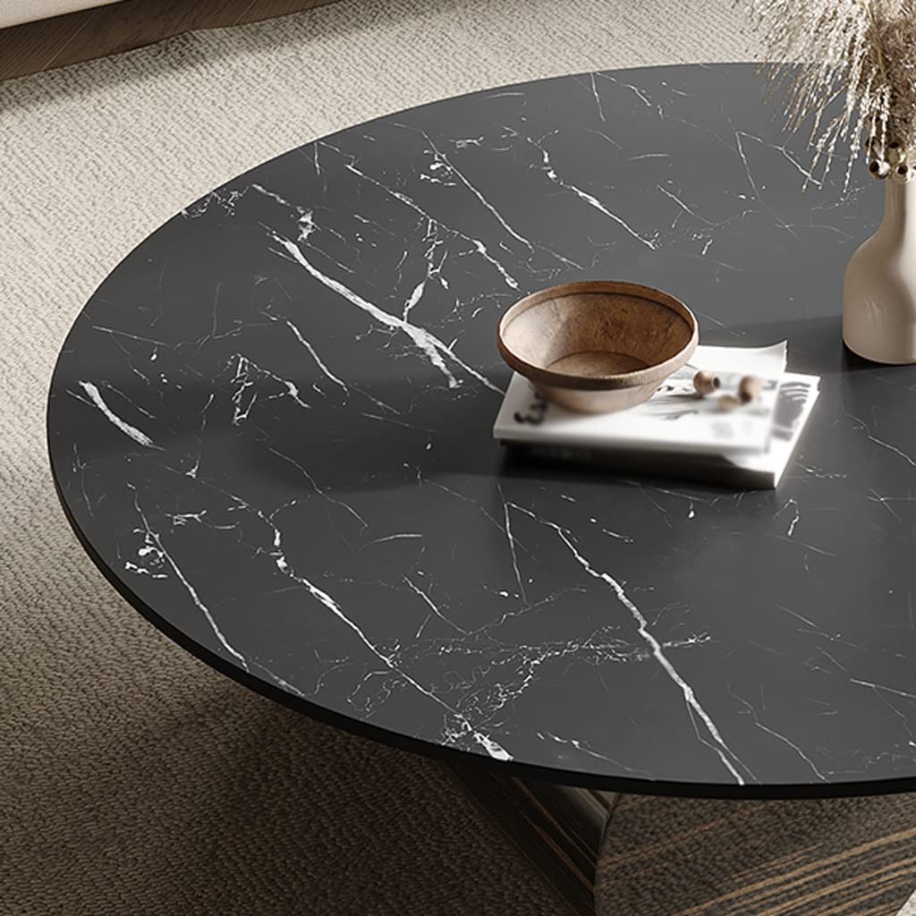 Retro Round Slate Coffee Table Set