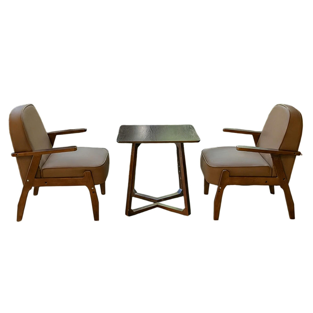 Mid-Century Leather Accent Chair for Office & Lounge