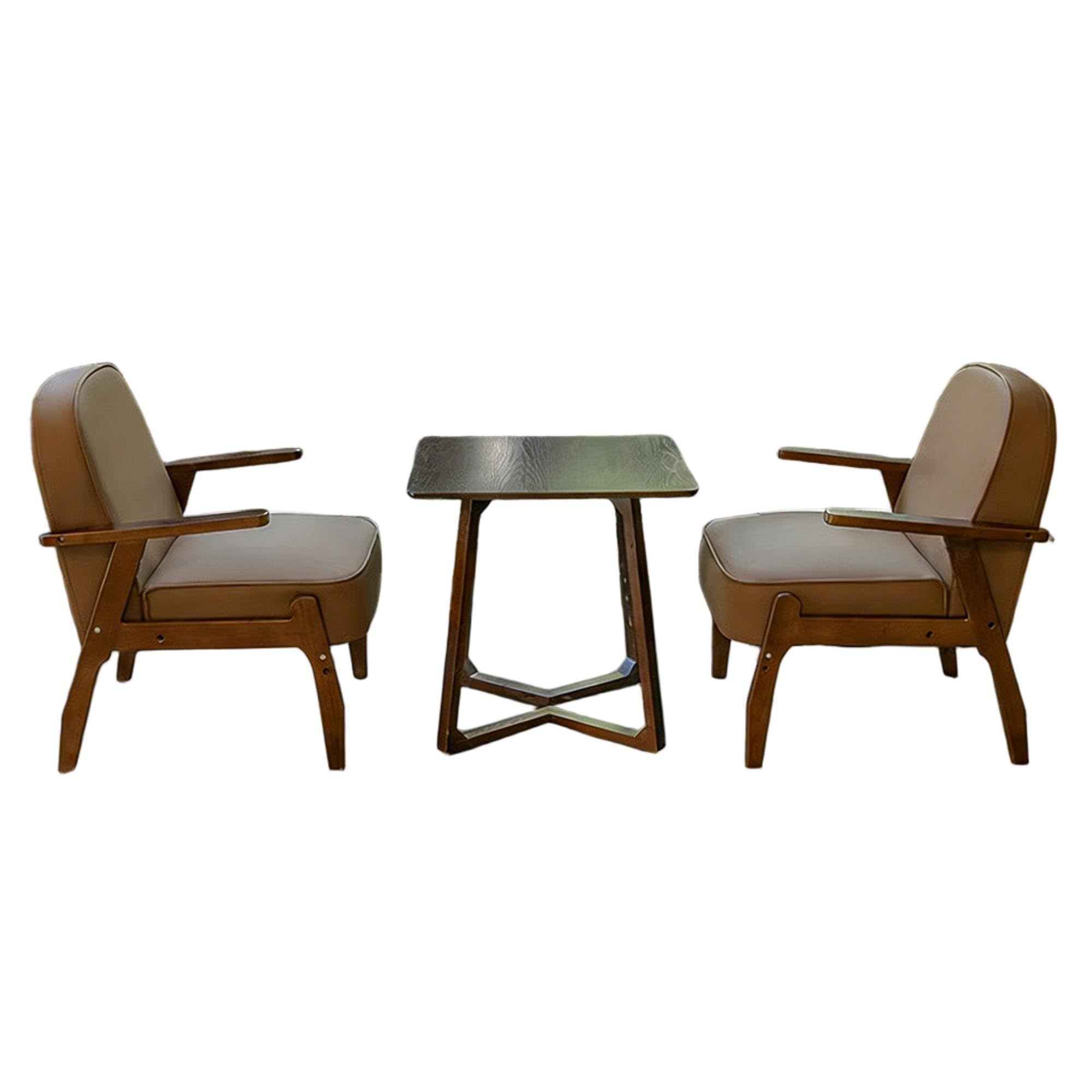 Mid-Century Leather Accent Chair for Office & Lounge