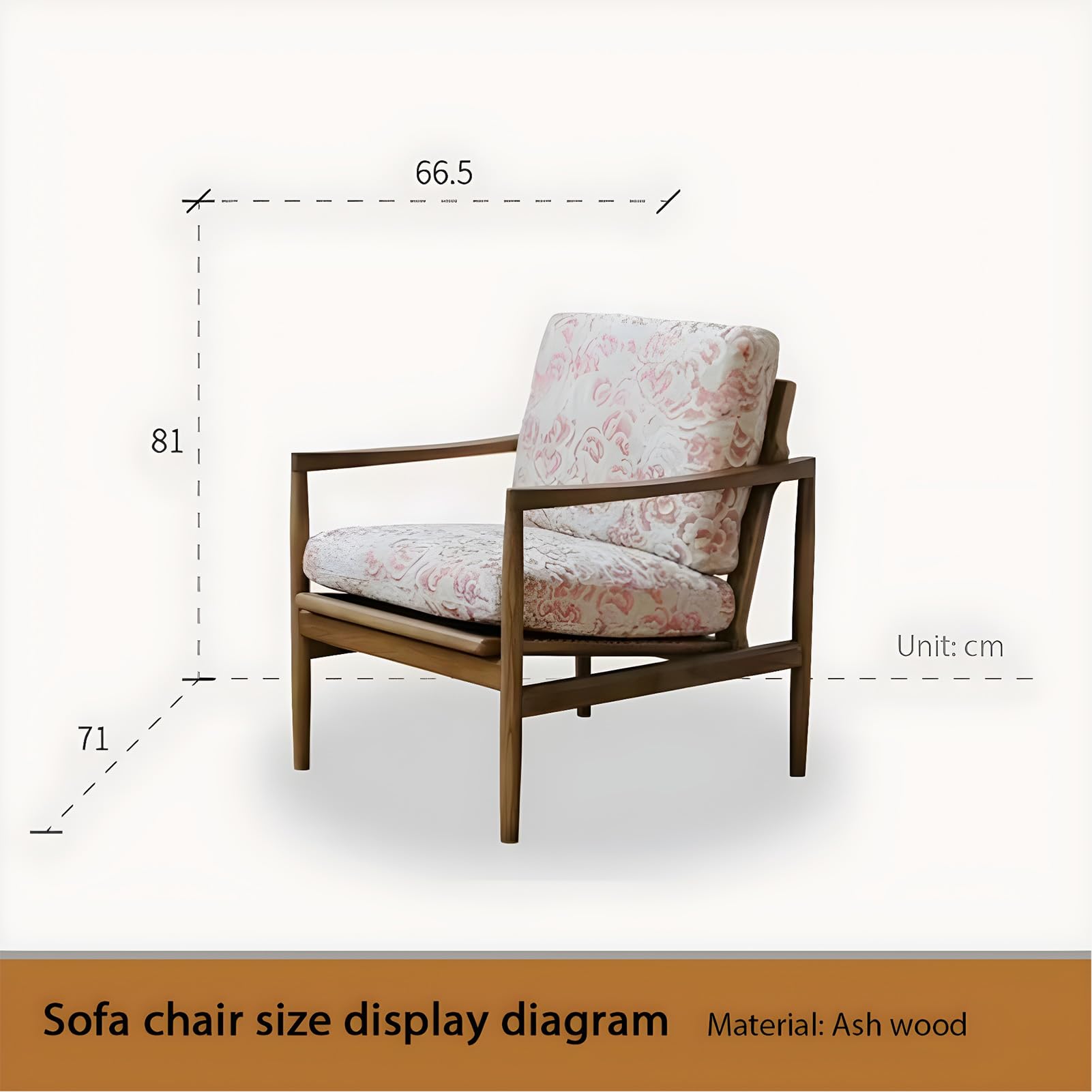 Vintage Solid Wood Lounge Chair with Wide Armrests