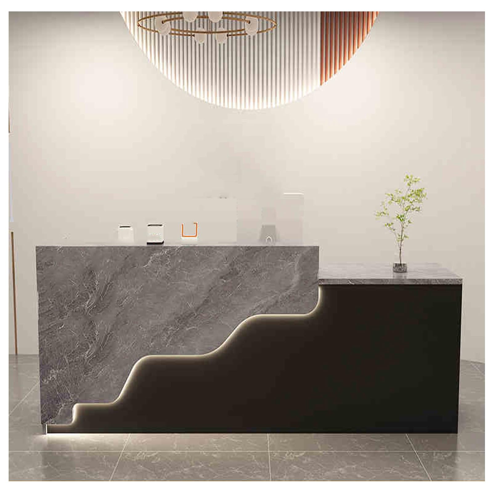 Modern White Reception Desk with Drawers