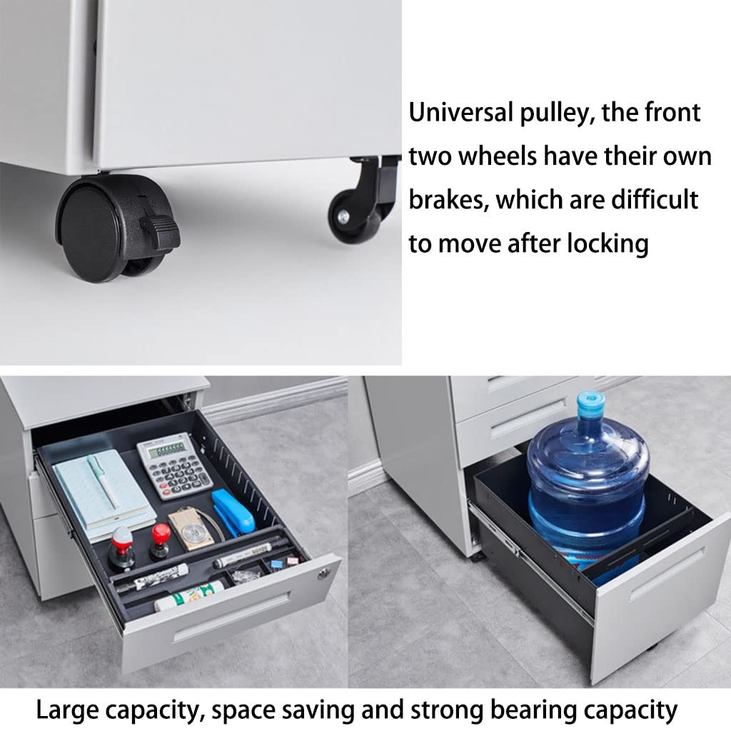 3-Tier Steel File Cabinet with Locking Storage