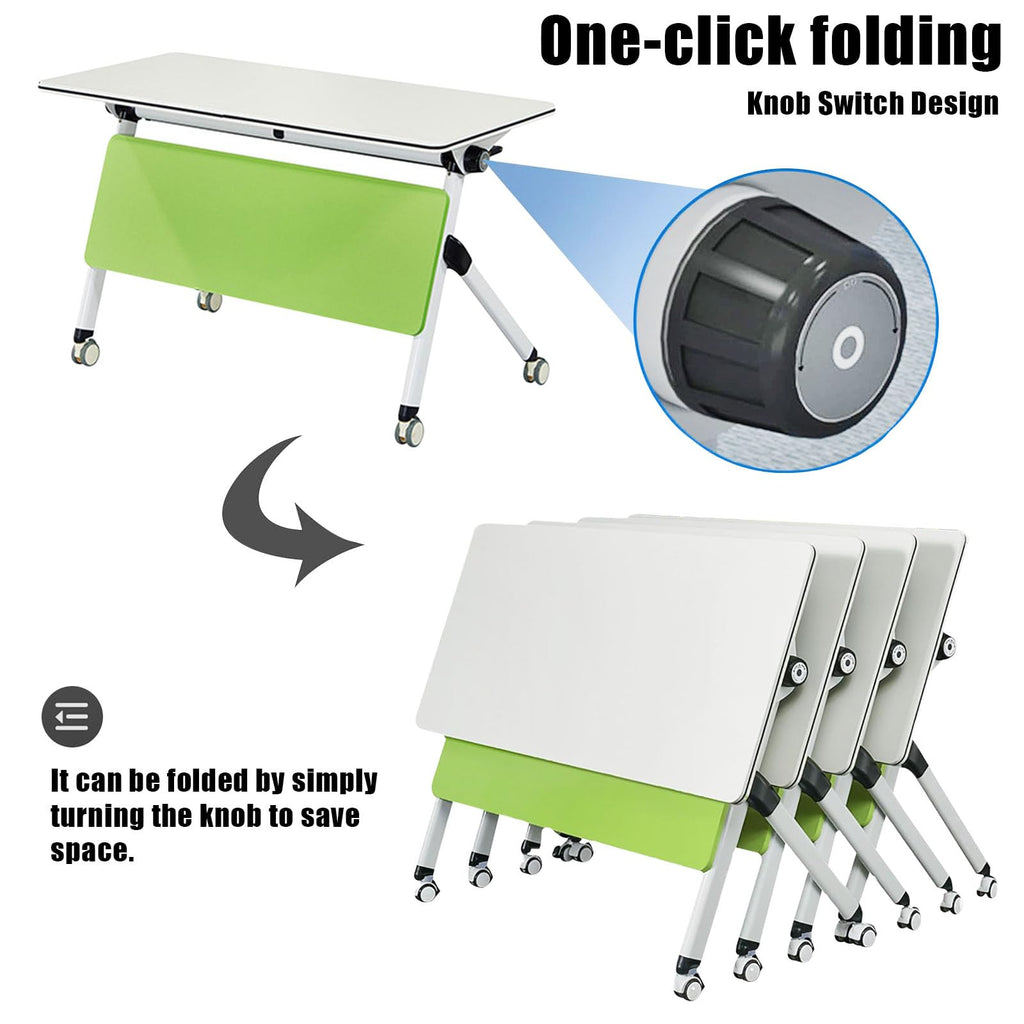 Mobile Folding Conference Table with Locking Wheels