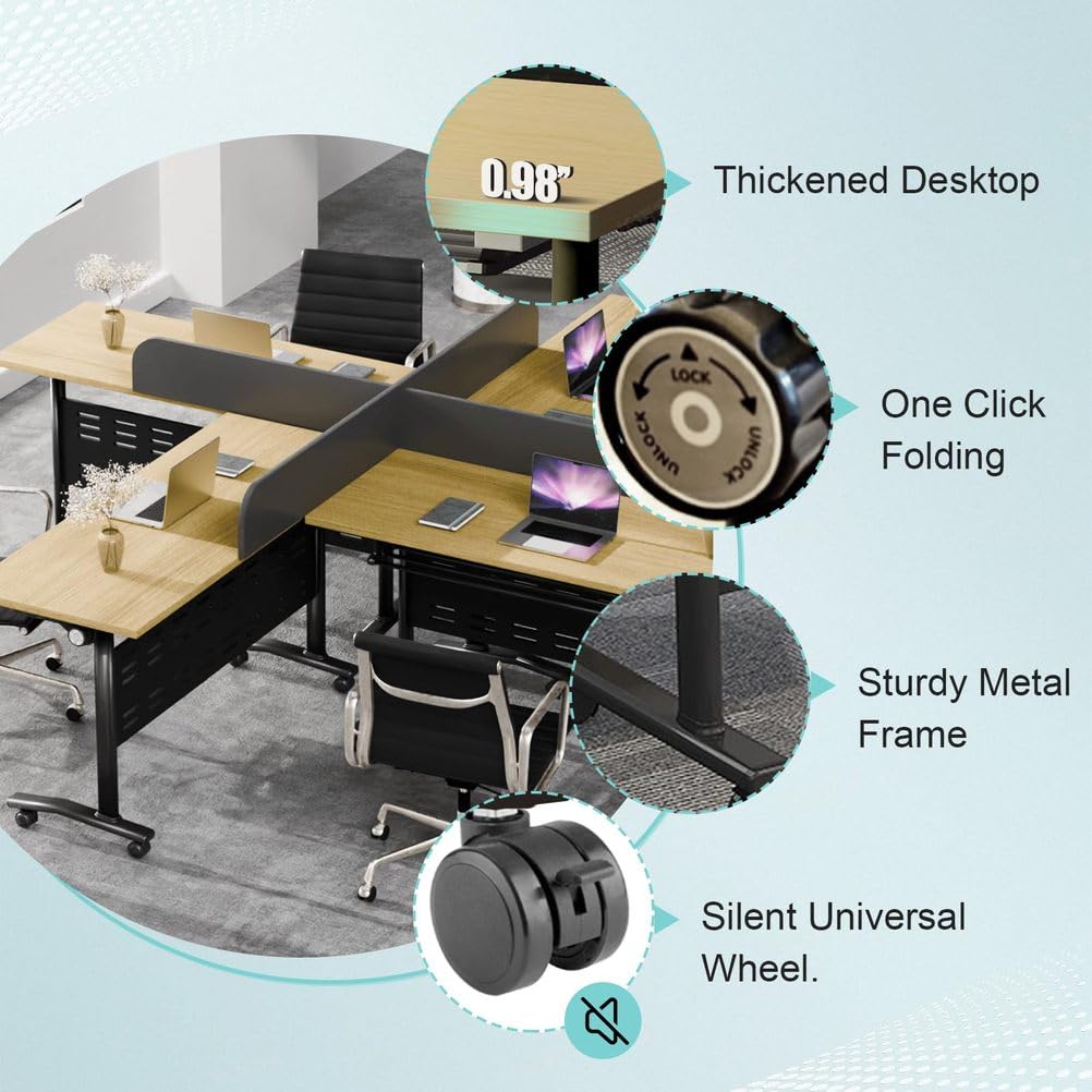 Foldable Mobile Conference Table with Wheels